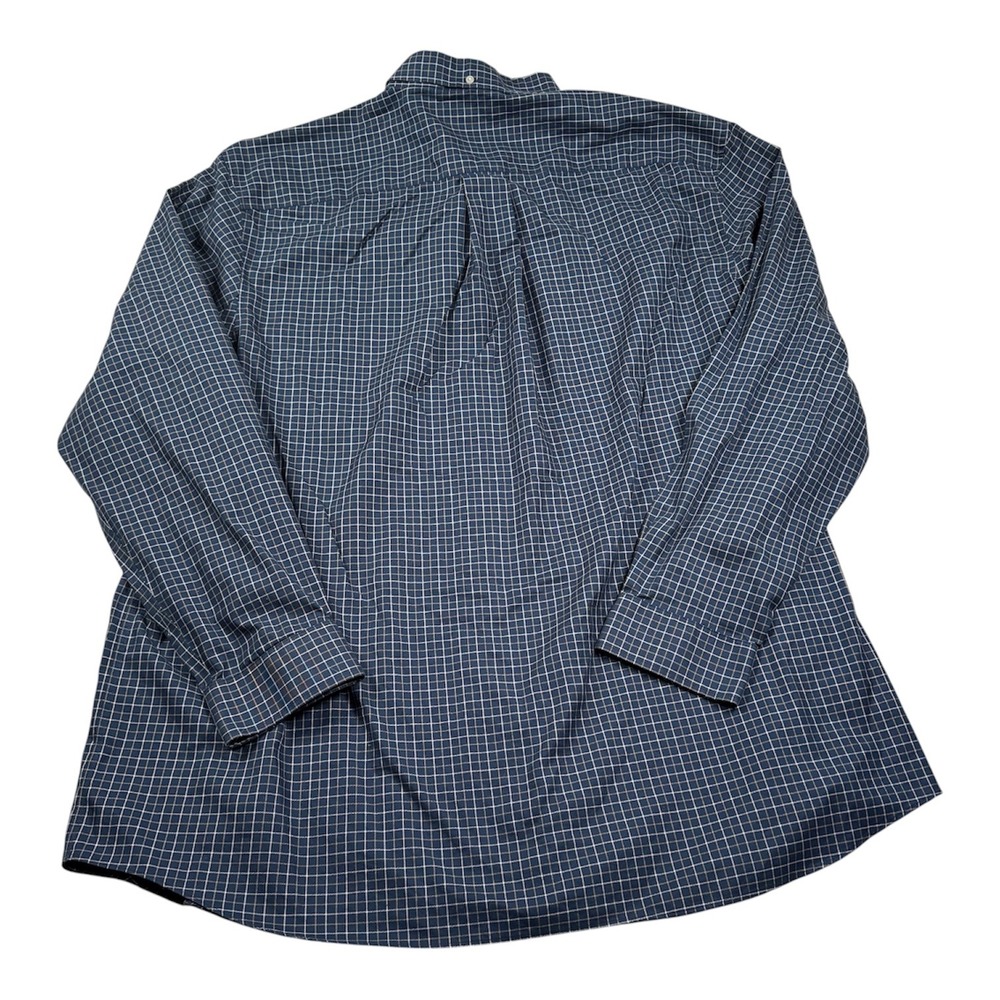 Duluth Trading Co Wrinklefighter Button Down Shirt Mens 3XL Tall Blue Grid Check - Picture 3 of 9